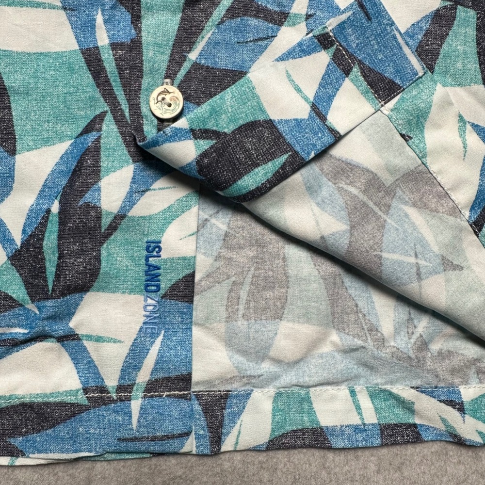 Tommy‎ Bahama The Coconut Point IslandZone Blue Tropical Leaf Shirt Mens Medium - Picture 4 of 9